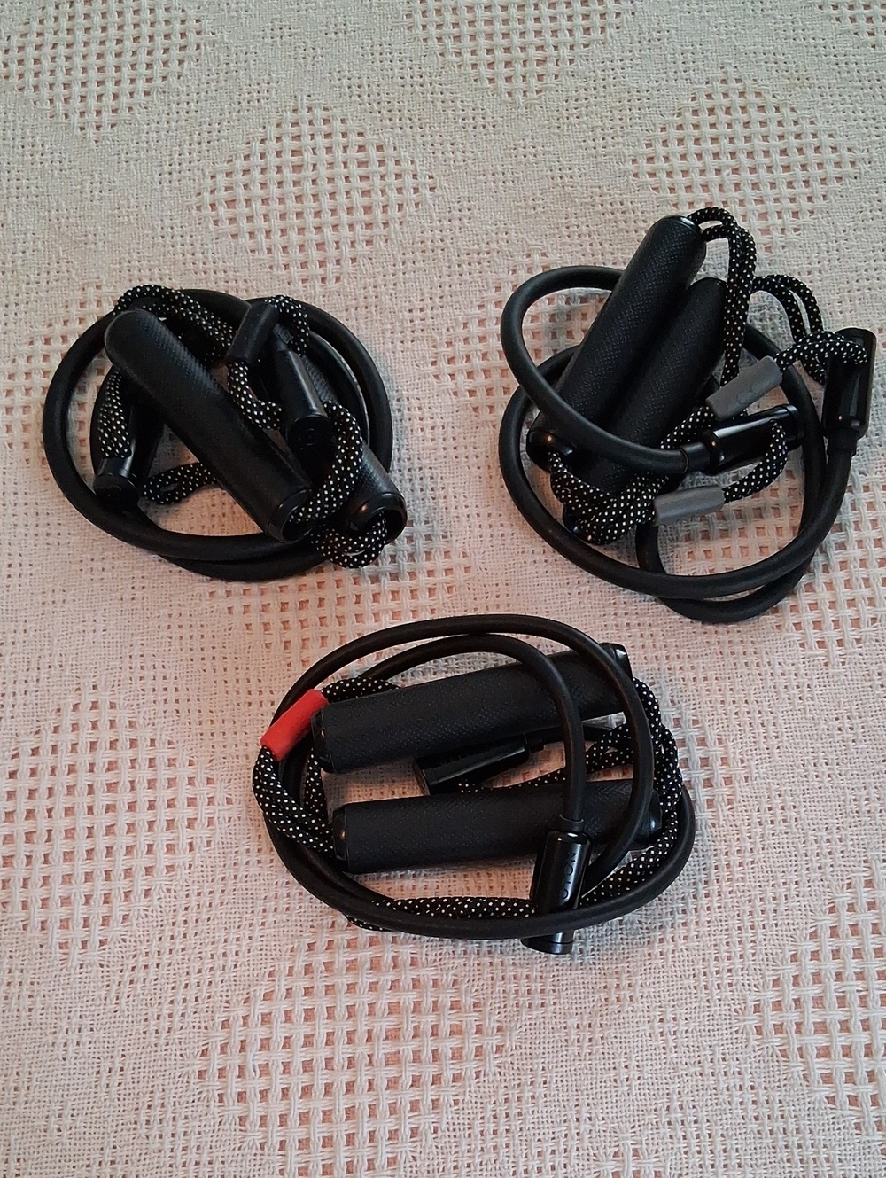 Set of 3 Black Resistance Bands with Textured Handles.  New, Never Used.